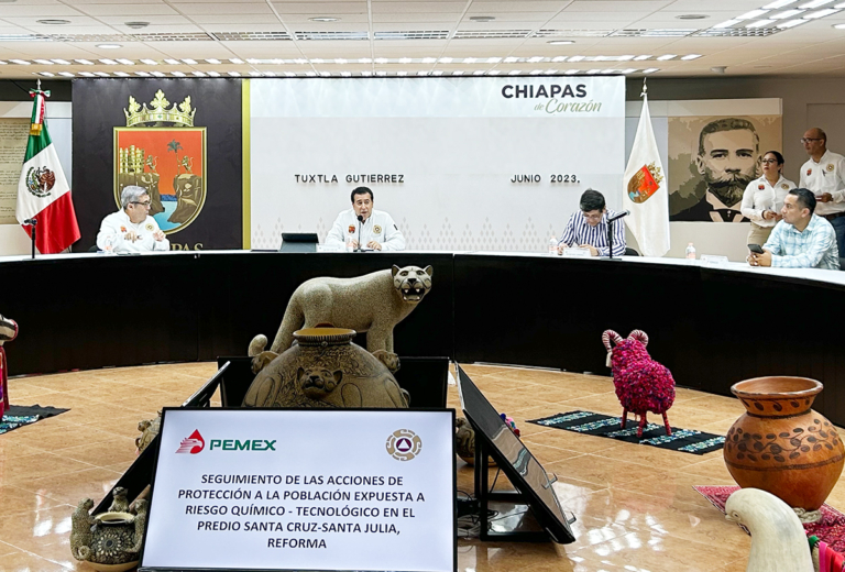 Gobierno de Chiapas y autoridades federales protegen a población expuesta a riesgo químico – tecnológico