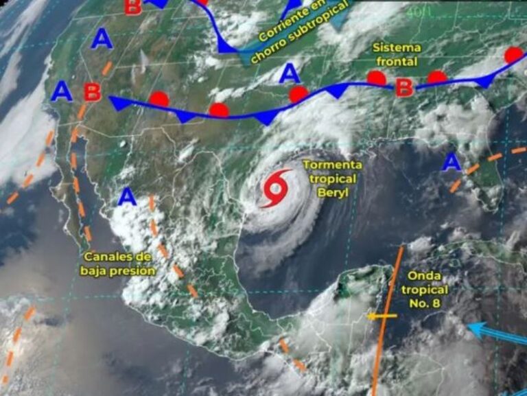 Clima México hoy 8 de julio de 2024: Continuarán lluvias por ‘Beryl’ y onda tropical