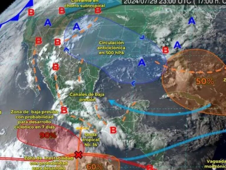 Clima México hoy 30 de julio de 2024: Continuarán lluvias por zona de baja presión