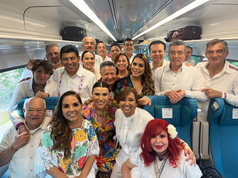 Acompaña Rutilio Escandón al presidente AMLO y a Claudia Sheinbaum, en recorrido inaugural del Tren P’atal