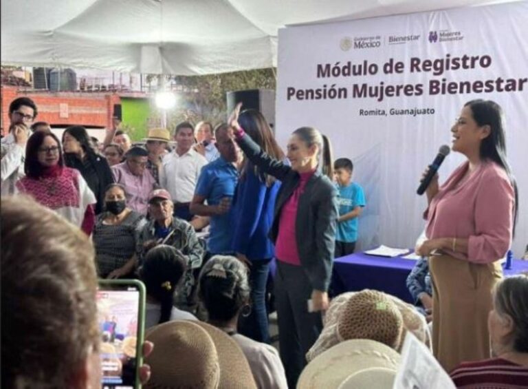 Sheinbaum y Montiel supervisan registro de pensión Mujeres Bienestar en Guanajuato y Aguascalientes
