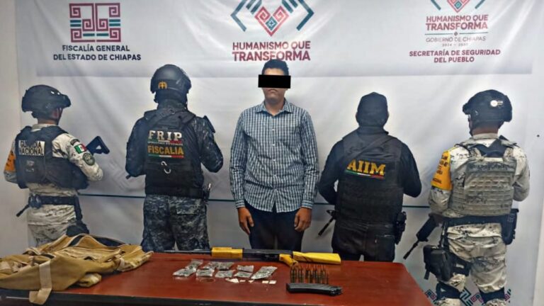 Grupo interinstitucional detiene a objetivo prioritario por delitos contra la salud y violación a la Ley Federal de Armas