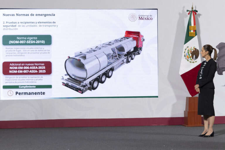 Nuevas normas buscan transporte y distribución de Gas LP con vigilancia permanente: Sheinbaum