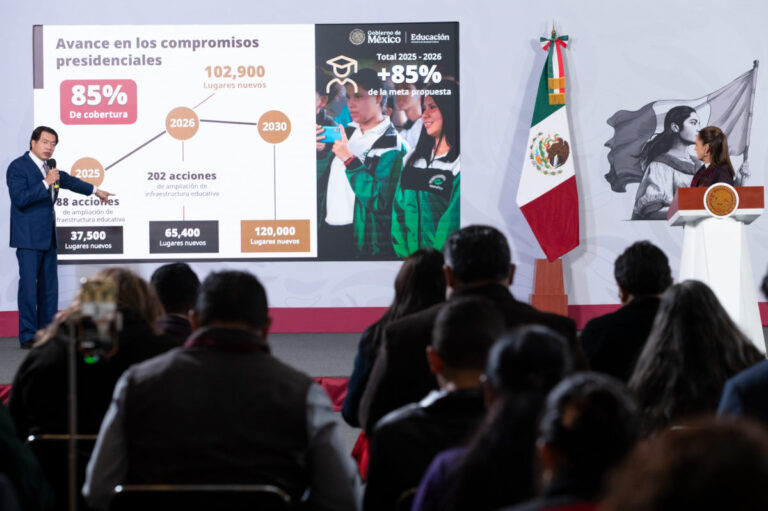 Creación de nuevos lugares en preparatoria tiene un avance de 37 por ciento, la meta son 150 mil espacios en el sexenio: Sheinbaum
