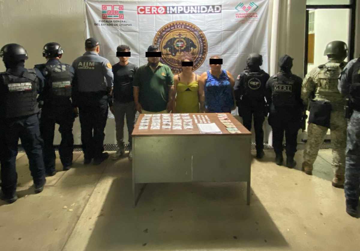 Grupo Interinstitucional detiene a 4 personas por el delito contra la salud en Tapachula