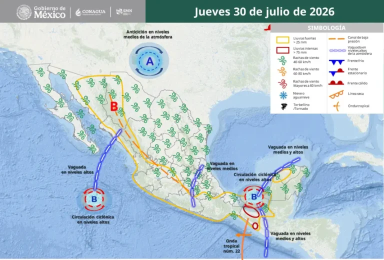 Onda Tropical 22 y canales de baja presión provocarán lluvias intensas en Chiapas