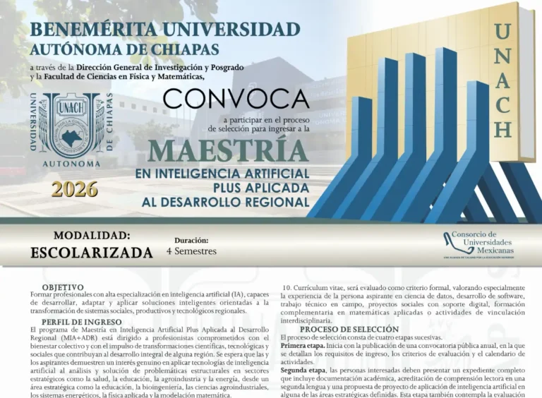 Convoca UNACH a ser parte de la Maestría en Inteligencia Artificial