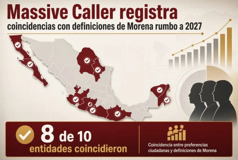 Massive Caller registra coincidencias con definiciones de Morena rumbo a 2027
