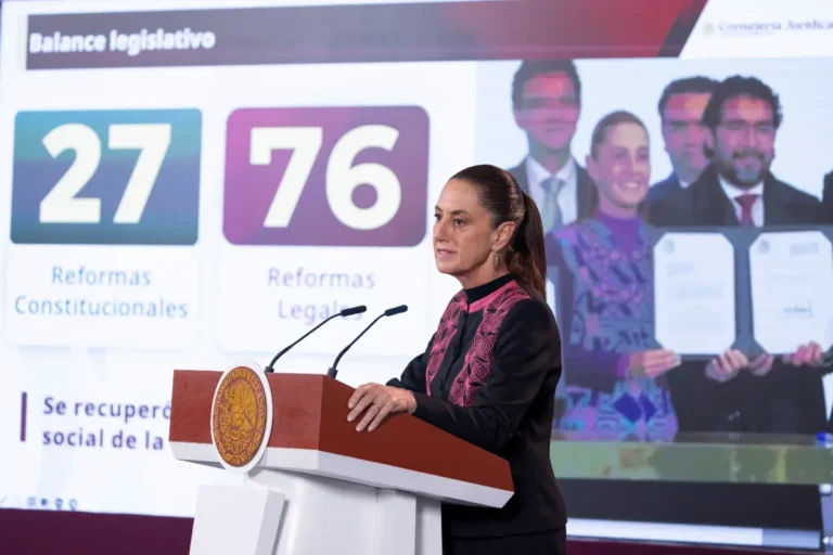 Presidenta resalta aprobación de 27 reformas constitucionales y 76 reformas legales