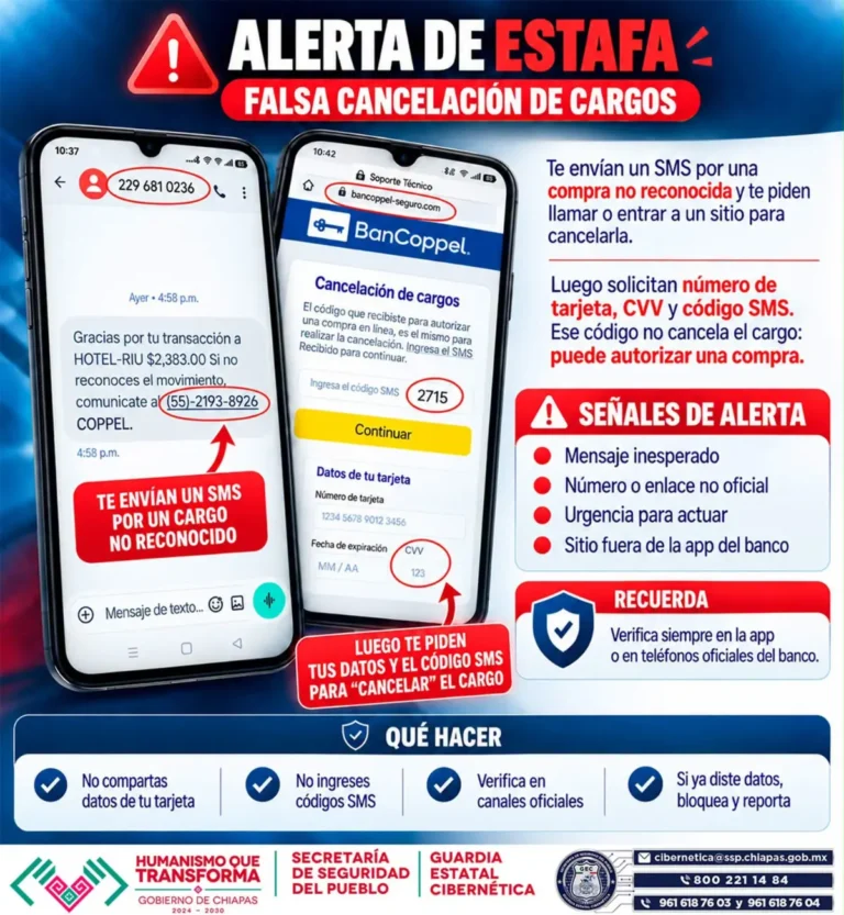 Alerta SSP a la ciudadanía de fraudes por cargos no reconocidos